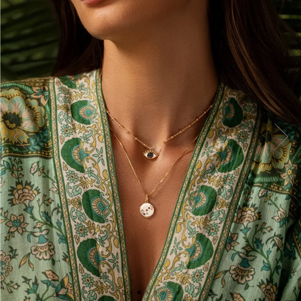 Karma and Luck Cheerful Outlook Enamel Evil Eye Necklace - Picture 2 of 3